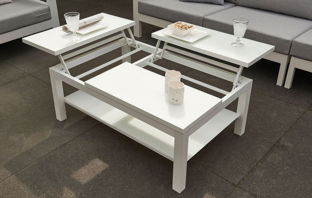 Delta Lounge white incl light grey Sunbrella cushions